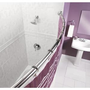 60 in. Curved Shower Rod with Pivoting Flanges in Chrome