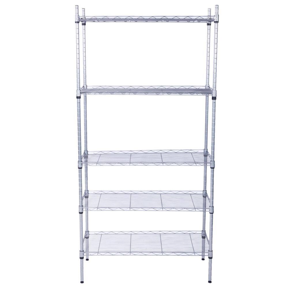 Karl home Chrome Heavy Duty 5Tier Steel Freestanding Garage Storage