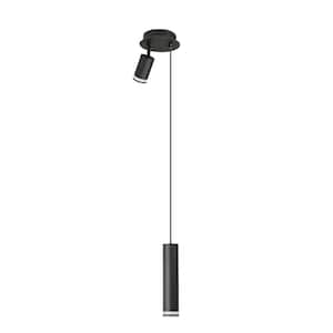 40-Watt 2-Light Black Cylinder Linear LED Pendant Light for Dining Living Room No Blub GU10/Bi-Pin