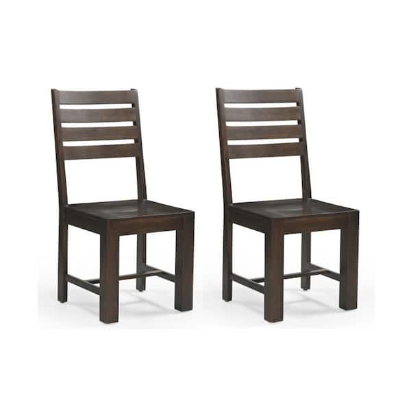 Brown Solid Wood Side Chair (Set of 2)