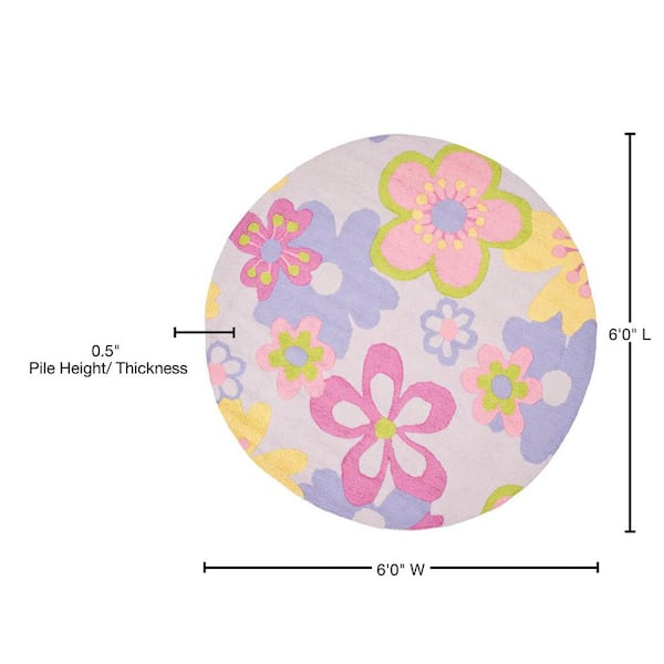 SAFAVIEH Kids Multi 6 ft. x 6 ft. Round Floral Area Rug SFK314A-6R