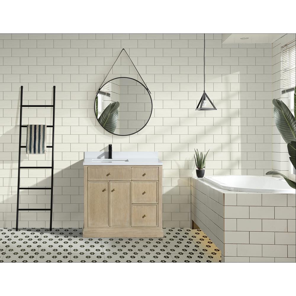 Redondo 36'' Ash Oak Single Bathroom Vanity with Quartz Top