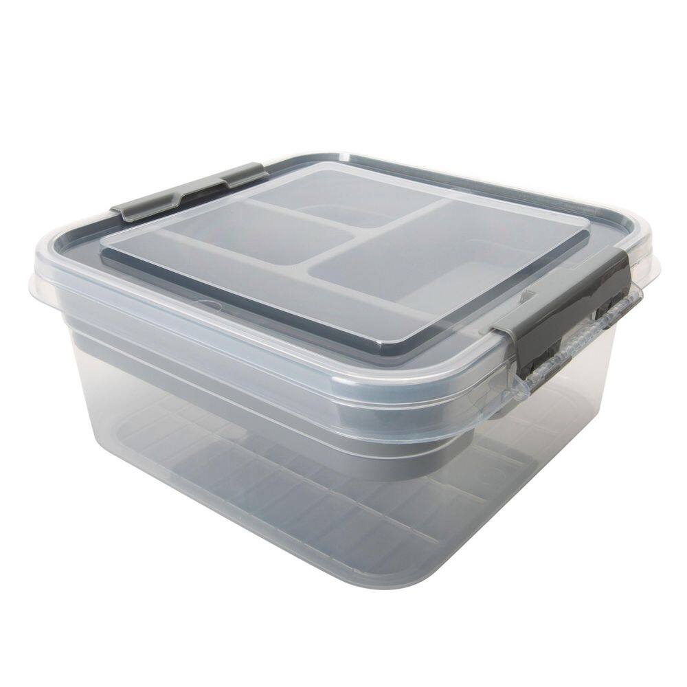 5 Compartment Gift Supply Storage Box in Clear : Grey