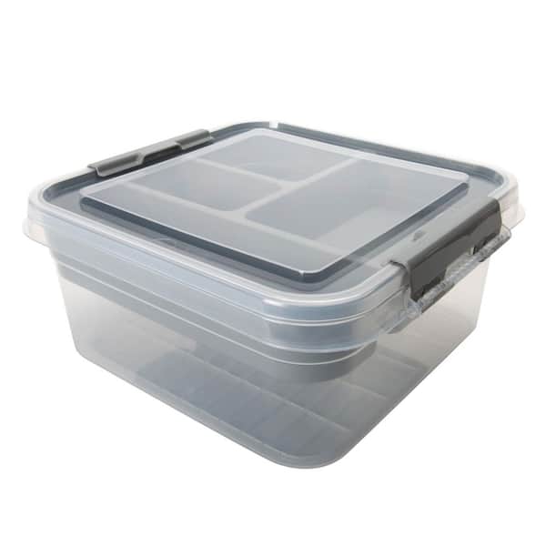 5 Compartment Gift Supply Storage Box in Clear : Grey