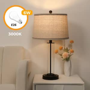 24.4 in. Bedside Black Table Lamp for Bedroom Nightstand 3-Way Dimmable Touch Lamp with USB Charging Port Bulb Included