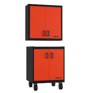 Modular Garage Cabinet Set 30 in. W x 35 in. H x 26.5 in. D 18-Gauge Steel Freestanding Cabinet in Black and Orange