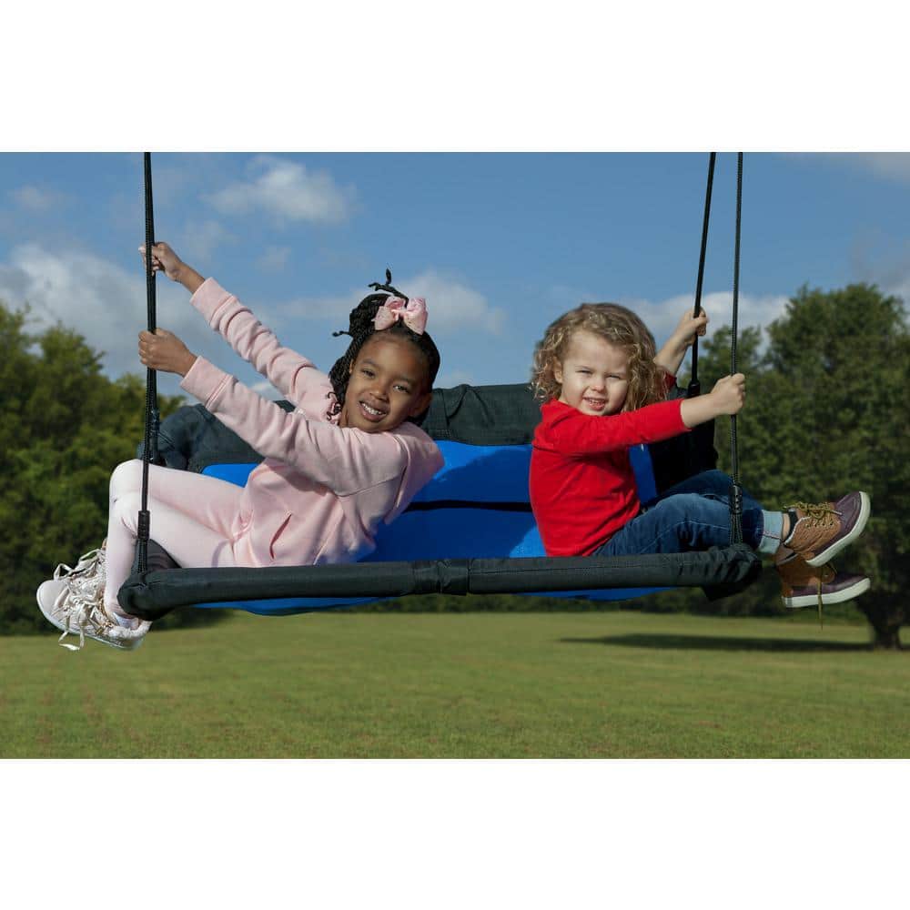 Blue and Black Heavy-Duty Rectangular Platform Swing with Steel Frame