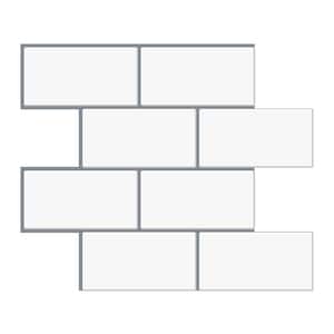 Thicker Large Subway Mono White 10.6 in. x 12.5 in. PVC Peel and Stick Tile (7.4 sq. ft./10)