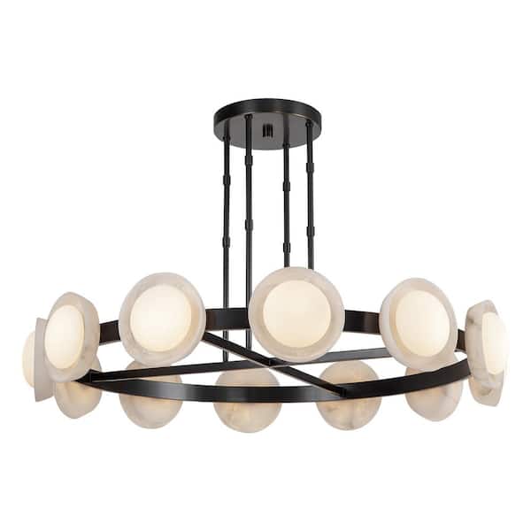 ALORA Alonso 50 in. 6-Light 40-Watt Urban Bronze/Alabaster Integrated LED Chandelier