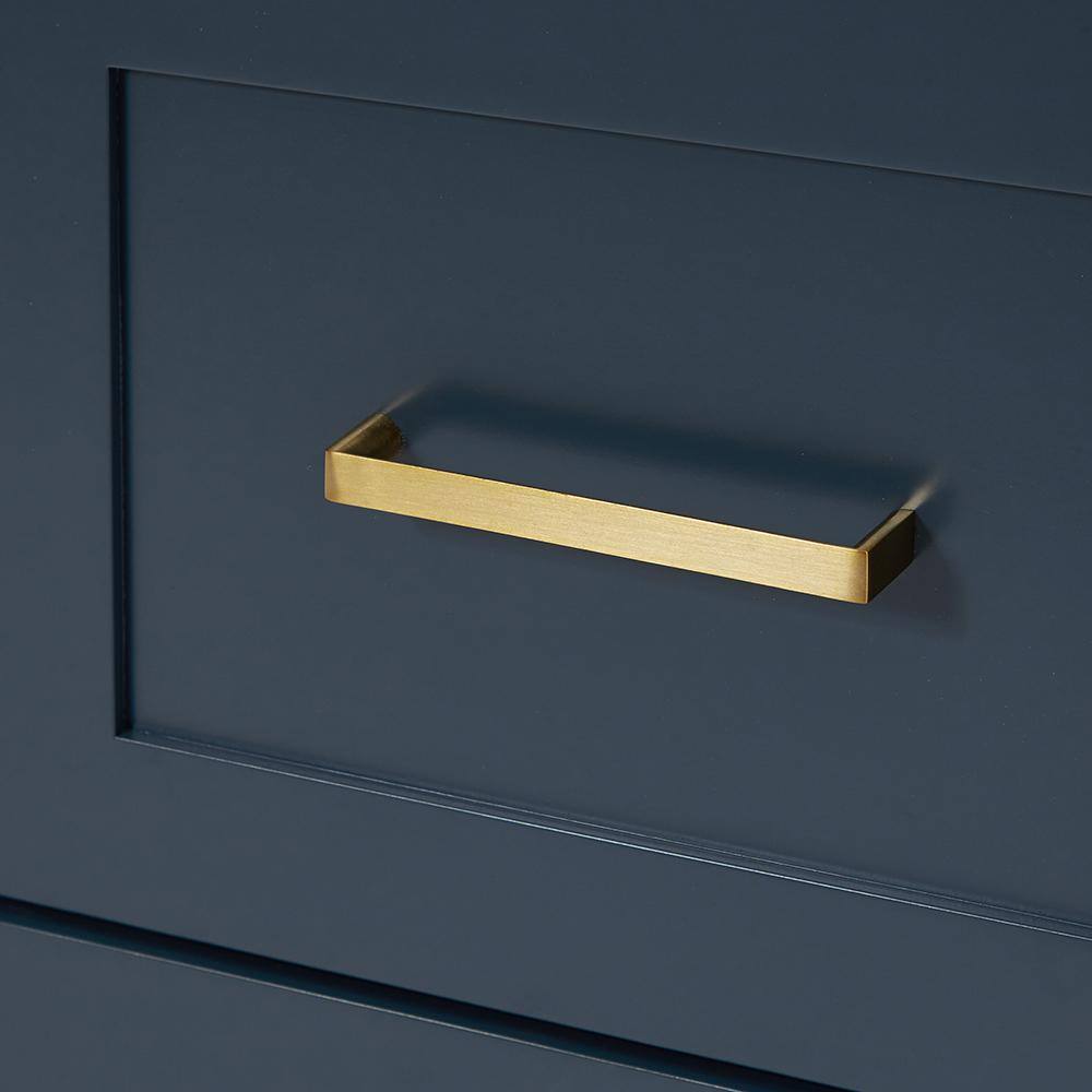 Midnight Blue 54" Freestanding Single Vanity Cabinet with Brass Hardware