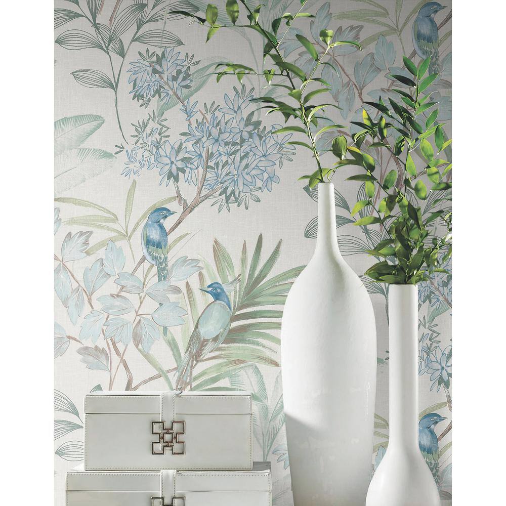 Turquoise Floral and Botanical Peel & Stick Wallpaper Roll