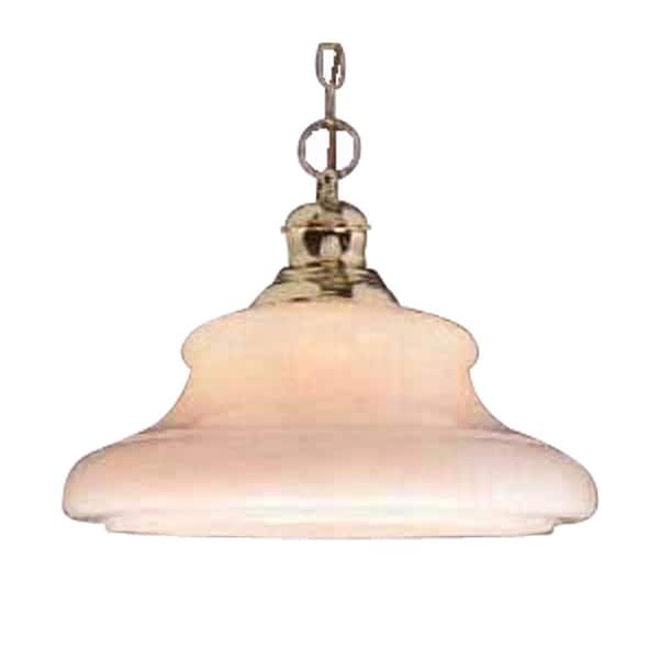 Volume Lighting 1-Light Polished Brass Pendant Light with Opal Glass Schoolhouse Shade