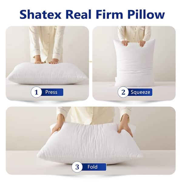 Shatex 34 in. x 20 in. White King Size Extra Firm-Pillow with