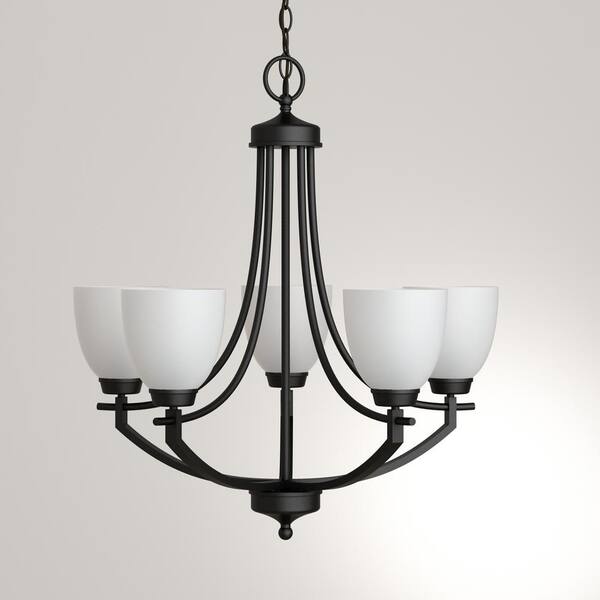 Hampton Bay 3-Light Bronze Pendant with White Frosted Glass Shade 16658 