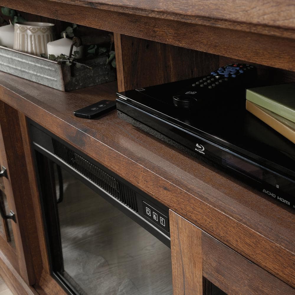 Vintage Oak Rustic Entertainment Center with Electric Fireplace