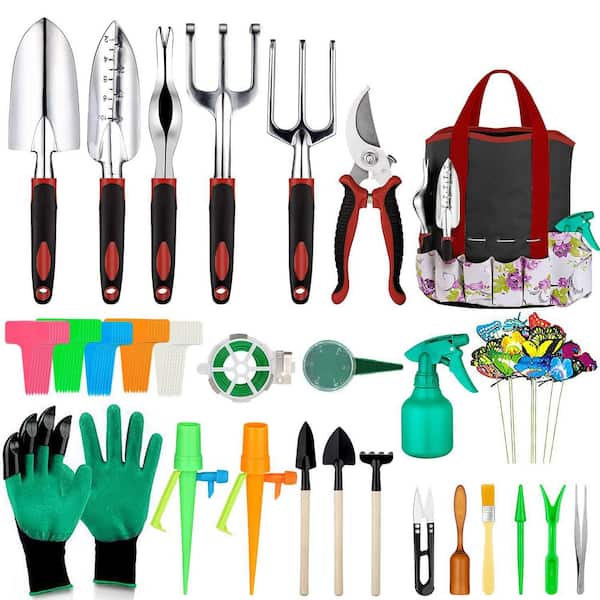 3.93 in. Red Garden Brick Trowel Set, Succulent Tools Set Included, Heavy Duty Aluminum Tools for Garden (83-Pack)