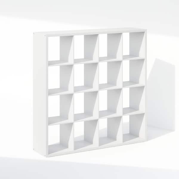 Furinno Cubic 57.95 in. Tall White Wood 16-Cube Bookcase