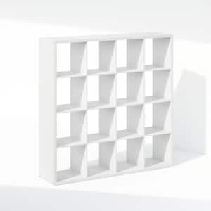 Cubic 57.95 in. Tall White Wood 16-Cube Bookcase