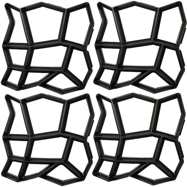 Laybus 4 Packs 13 in. x 13 in. x 1.4 in. Concrete Molds and Forms, Walk Path Maker Walkway Stone Molding Paving