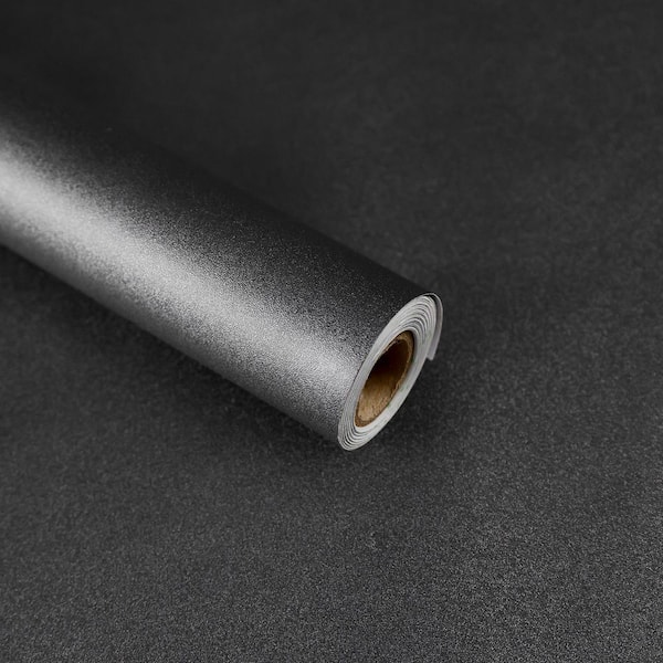 17.52 in. x 118.11 in. Black Frosted Grain Peel and Stick Wallpaper Roll (Set of 2) Self-Adhesive Film
