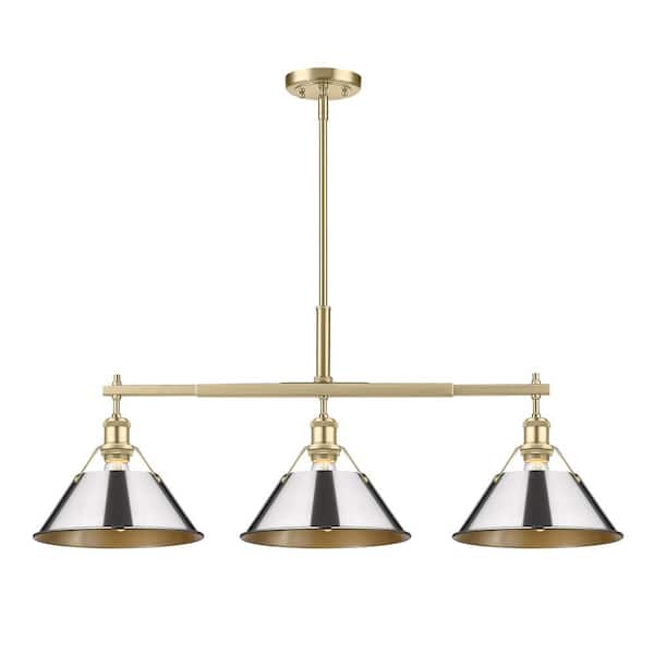 Golden Lighting Orwell 100-Watt 3-Light Brushed Champagne Bronze and Chrome Linear Pendant Light