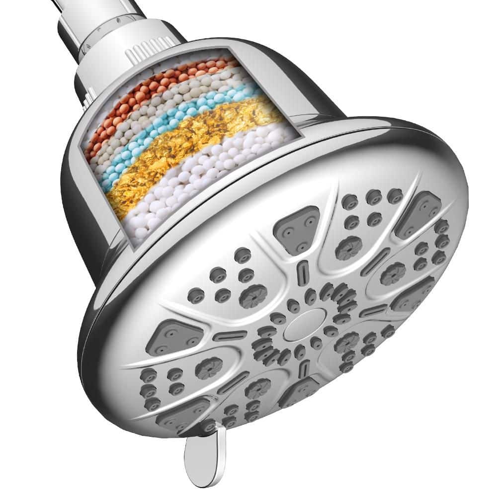 7-Spray Patterns with 2.5 GPM 5 in. Wall Mount High Pressure Filtered Rain Fixed Shower Head in Chrome price history on PriceWatchPro