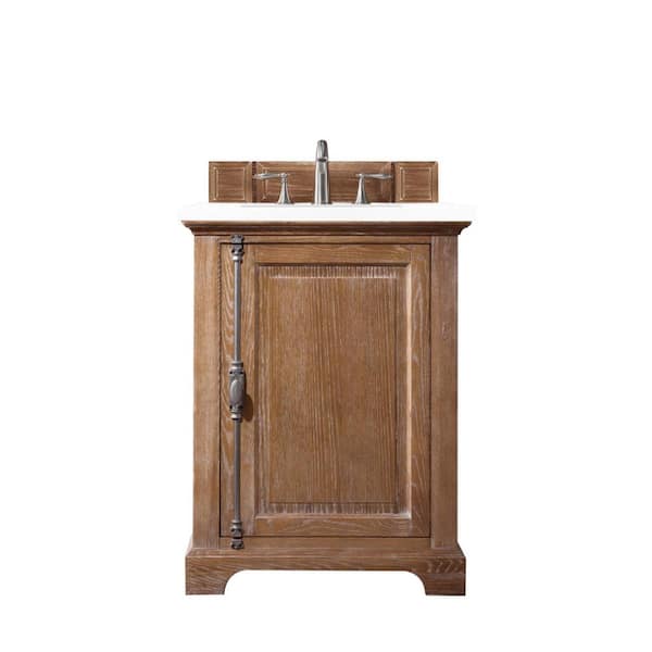 James Martin Vanities Providence 26.0 in. W x 23.5 in. D x 34.3 in. H Bathroom Vanity in Driftwood with White Zeus Quartz Top