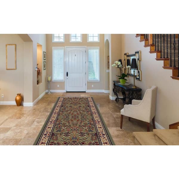Jewel Sarouk Green 2 ft. x 8 ft. Runner Rug