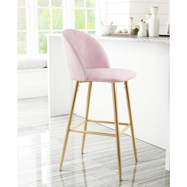 ZUO Cozy Bar Chair Pink 101559 The Home Depot