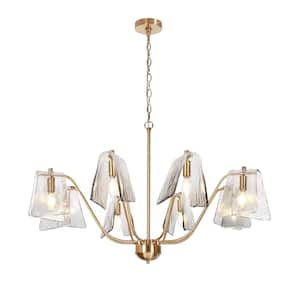 Afmean 8-Light Plating Brass Branch Chandelier with Gray Glass Shade and No Bulb Included