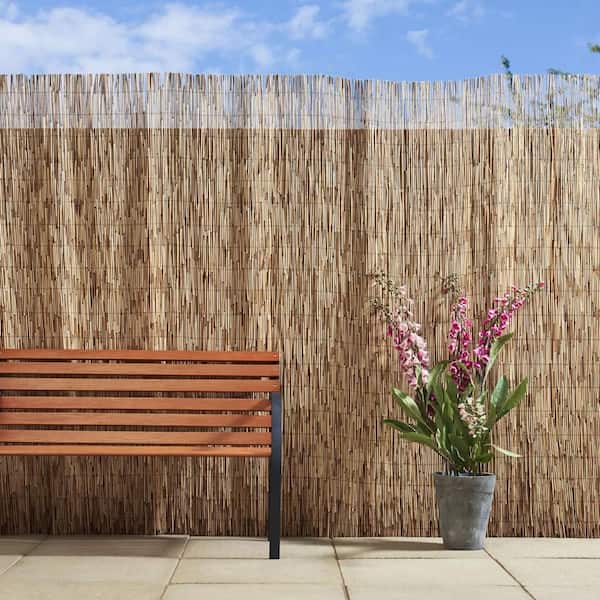 6 ft. H x 16 ft. L Bamboo Cocoa Peeled Reed Fence Panel Decorative Screen for Backyard Garden Fencing Divider (2-Pack)