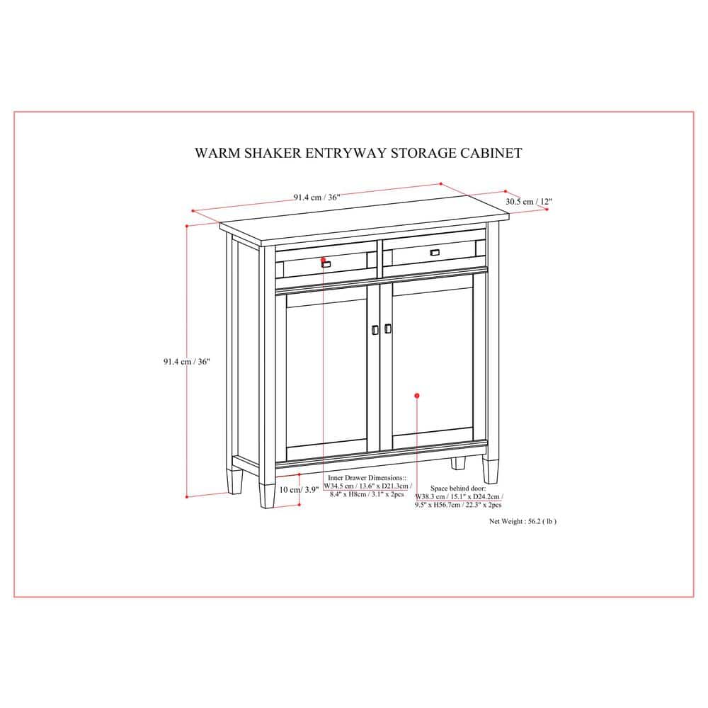 Light Golden Brown Solid Wood 36" Freestanding Storage Cabinet