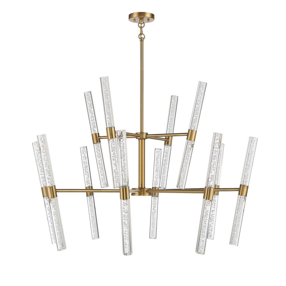 Arlon 24-Light Warm Brass LED Chandelier with Clear Bubble Glass