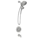Brecklyn Single-Handle 6-Spray Tub and Shower Faucet with Magnetix Rainshower Combo in Spot Resist Brushed Nickel