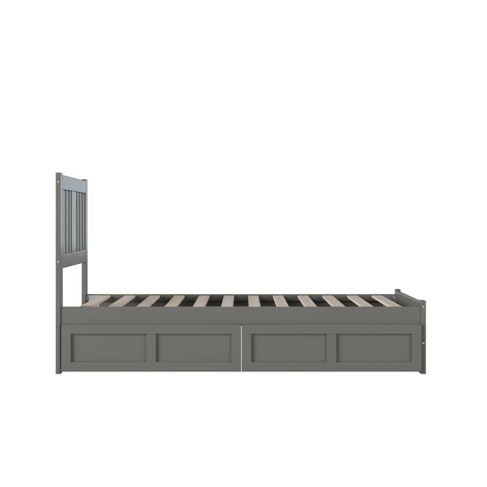 Tahoe Classic Grey Twin Bed with Storage Drawers and Mission Headboard