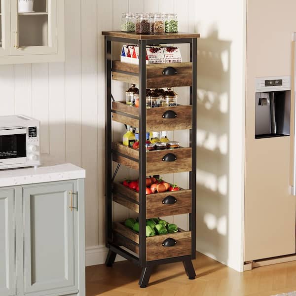 Bachel Brown 5 Shelf Wood 11.81 in. W Baker's Rack for Kitchen and Living Room