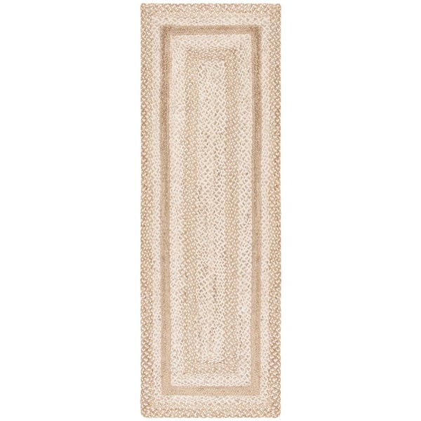 Natural Fiber 3 ft. x 14 ft. Gray/Ivory Solid Runner Rug
