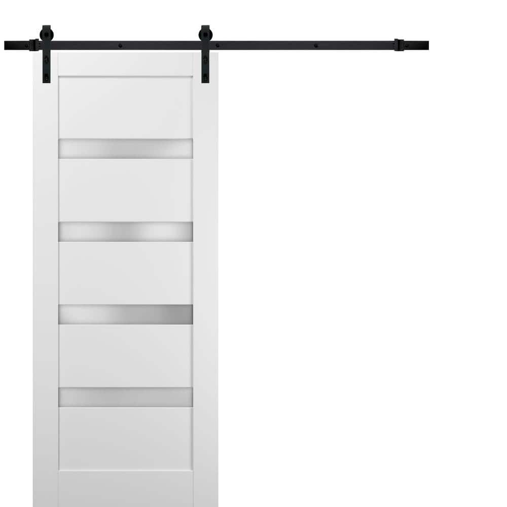 Assembly Required 24 in. x 96 in. Frosted Glass White Finished Solid Pine MDF Sliding Barn Door with Hardware Kit price history on PriceWatchPro