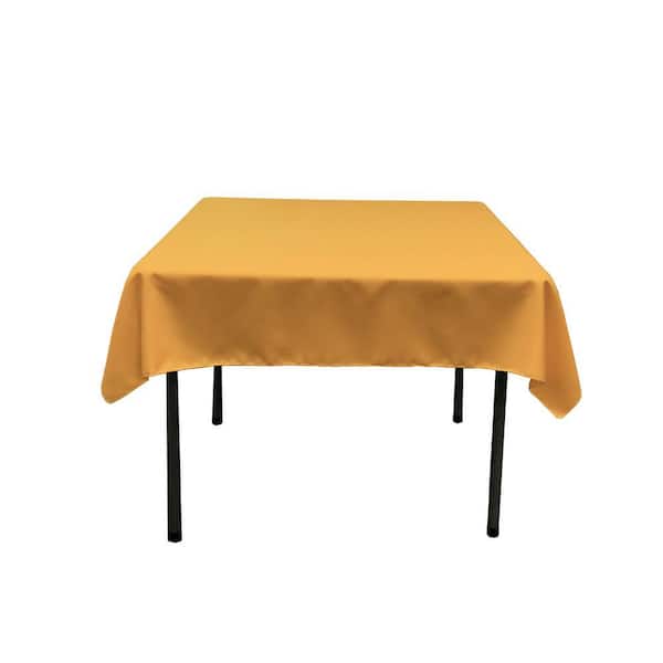 Polyester Poplin 60 in. x 126 in. Gold Rectangular Tablecloth