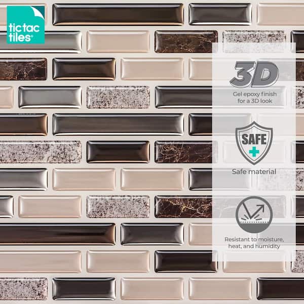 Ejoy 3D PVC Peel and Stick Mosaic Tile Sticker, JM521, 12 in. x 12 in.  /pc(40pc) PVCsticker_JM521_40pc - The Home Depot