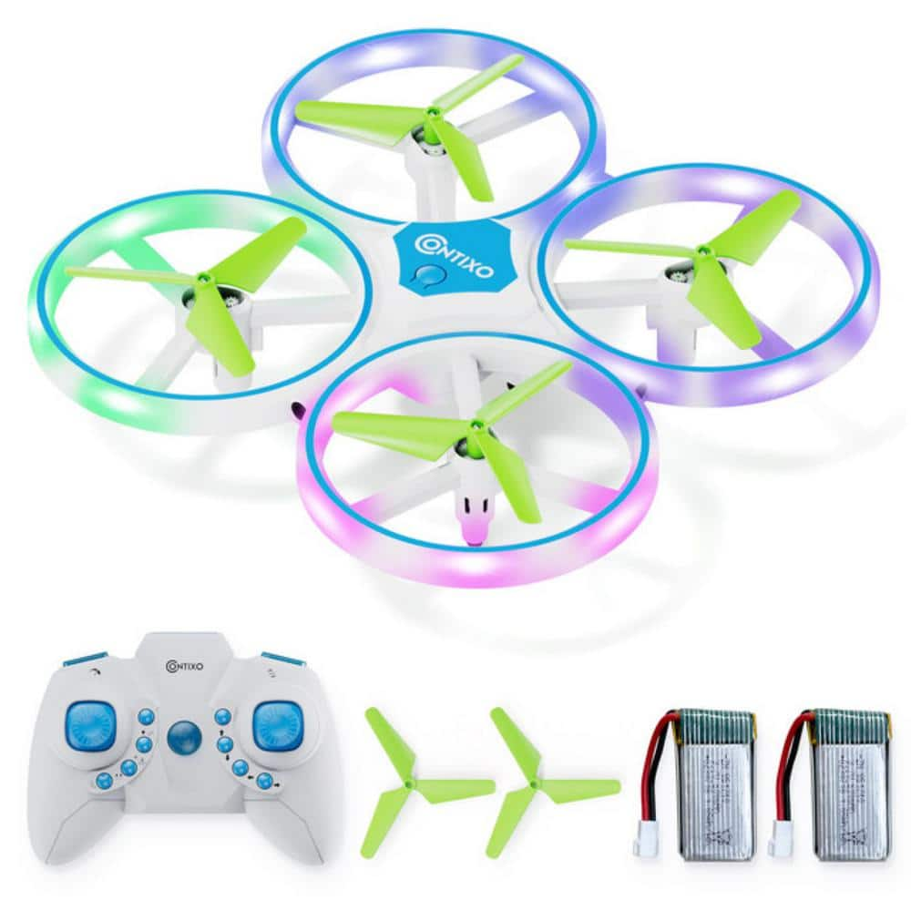 7 in. TD1 Kids Indoor Outdoor RC Easy to Fly Quadcopter Drone with LED Lights with 3d Flip -  CONTIXO, TD1-Blue