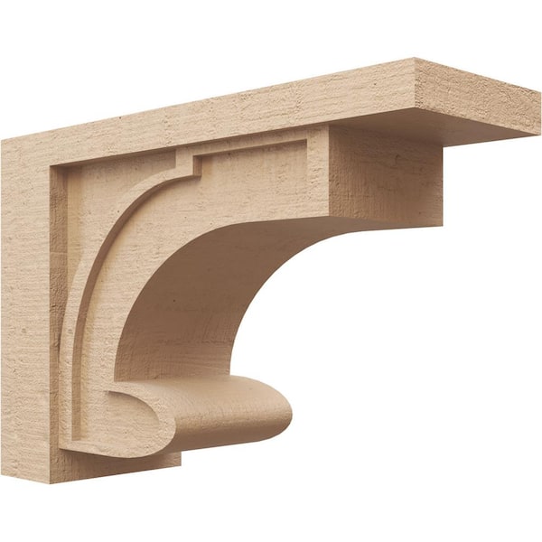Ekena Millwork 8-in. x 24-in. x 16-in. Series 3 Classic Alma Rough Cedar Woodgrain Timberthane Polyurethane Corbel, Primed Tan