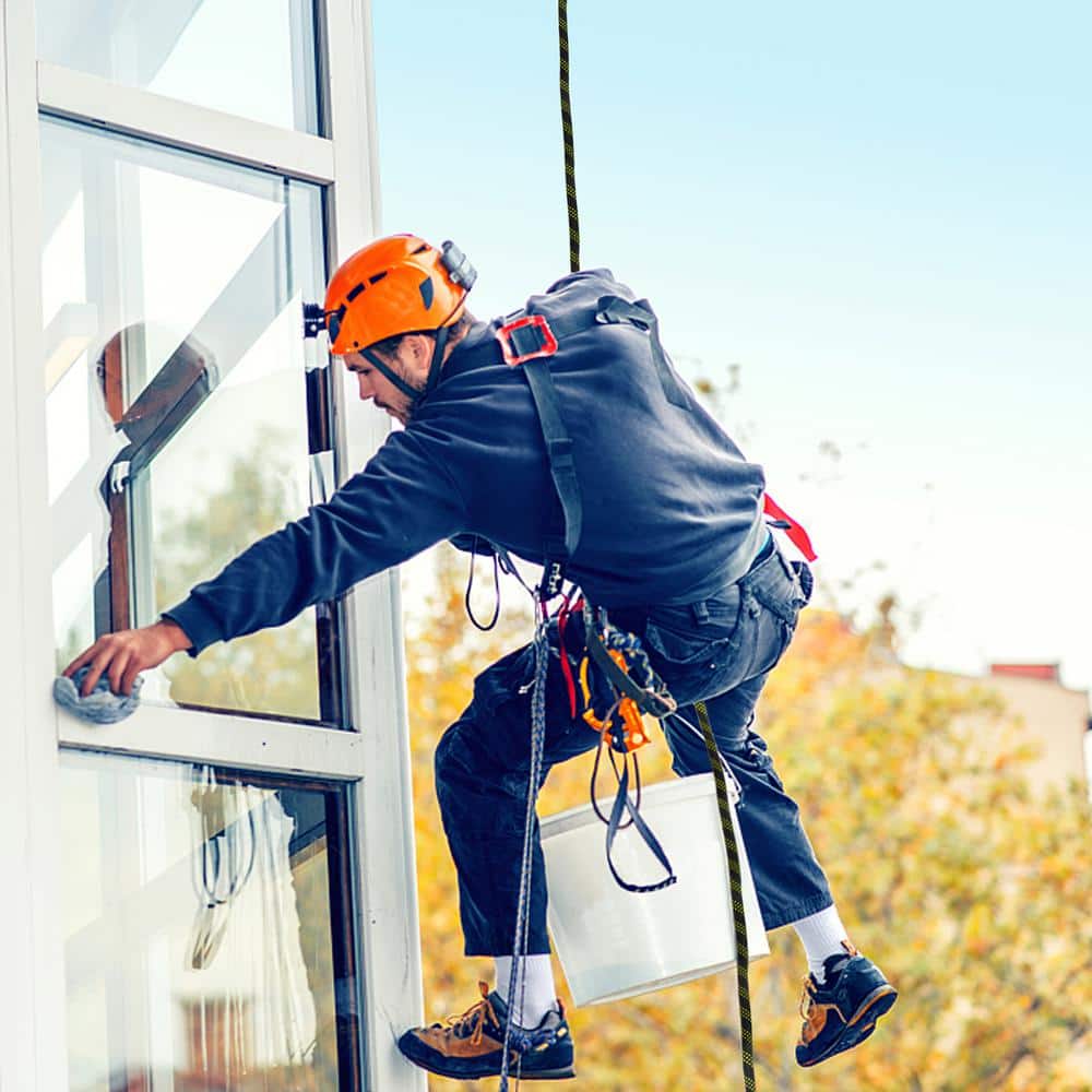 100 ft Black and Yellow Polyester Fall Protection Rope with Steel Snap Hooks
