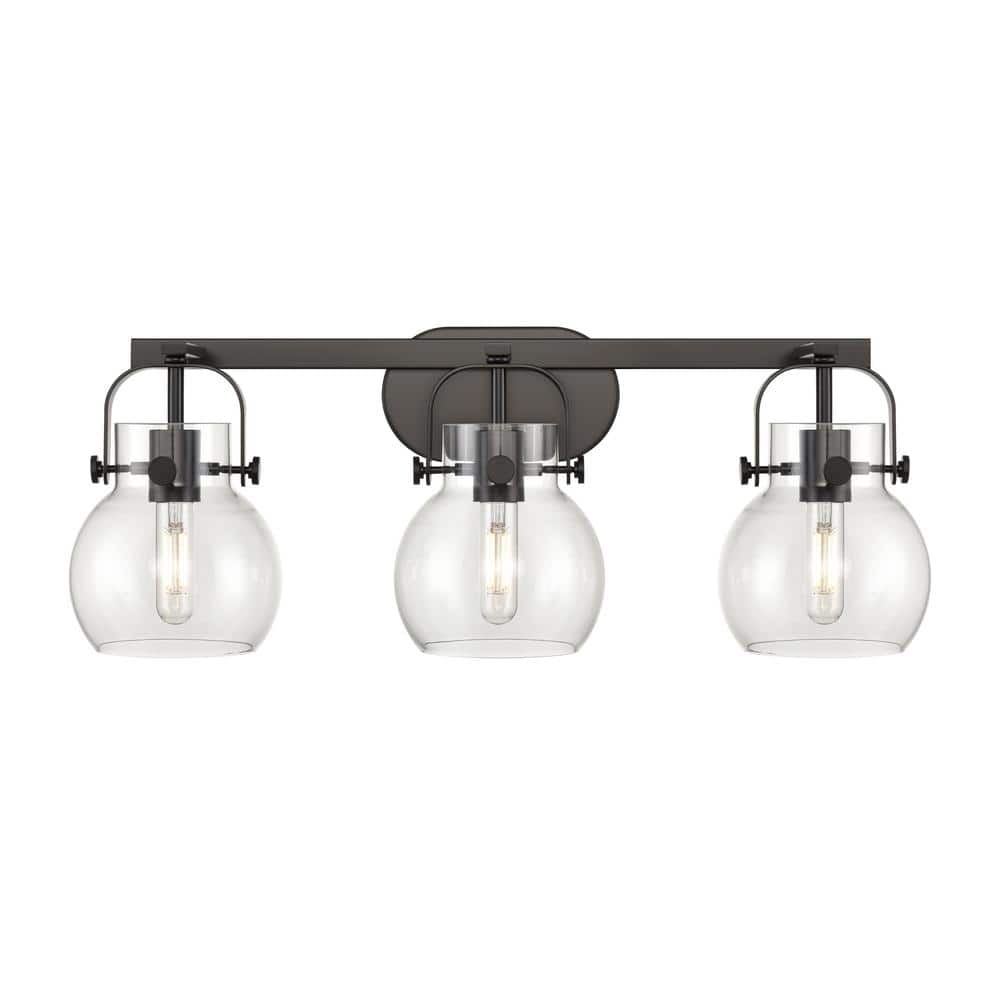Pilaster II Sphere 26.5 in. 3-Light Matte Black Vanity Light with Glass Shade price history on PriceWatchPro
