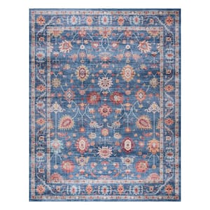 Cullen Blue 3 ft. x 5 ft. Crystal Print Polyester Digitally Printed Area Rug