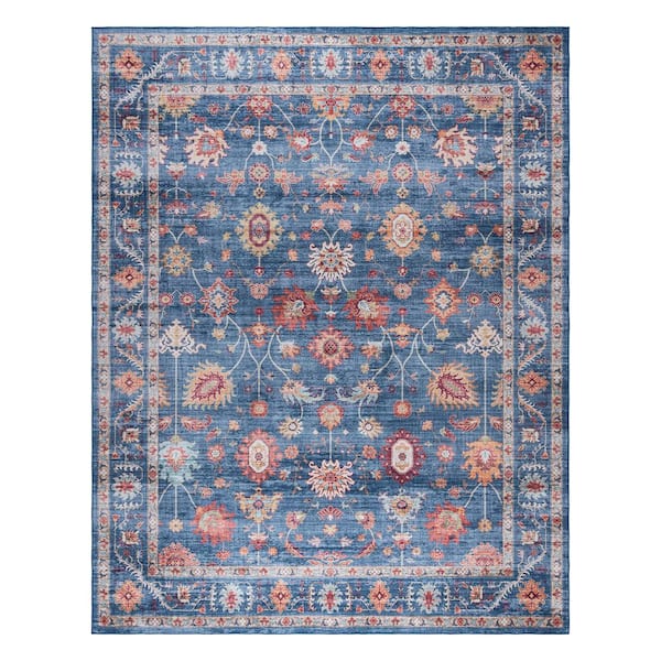 Gertmenian Cullen Blue 9 ft. x 13 ft. Crystal Print Polyester Digitally Printed Area Rug