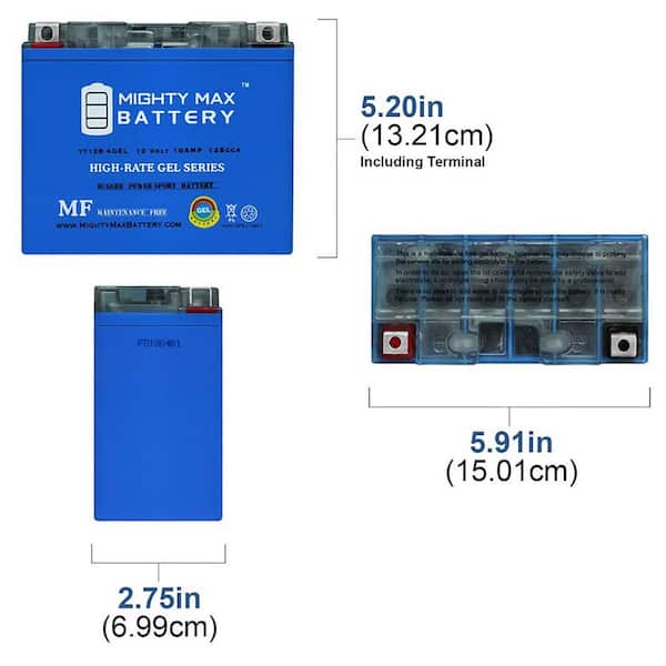 MIGHTY MAX BATTERY YT12B-4 GEL Battery Replacement for Kawasaki