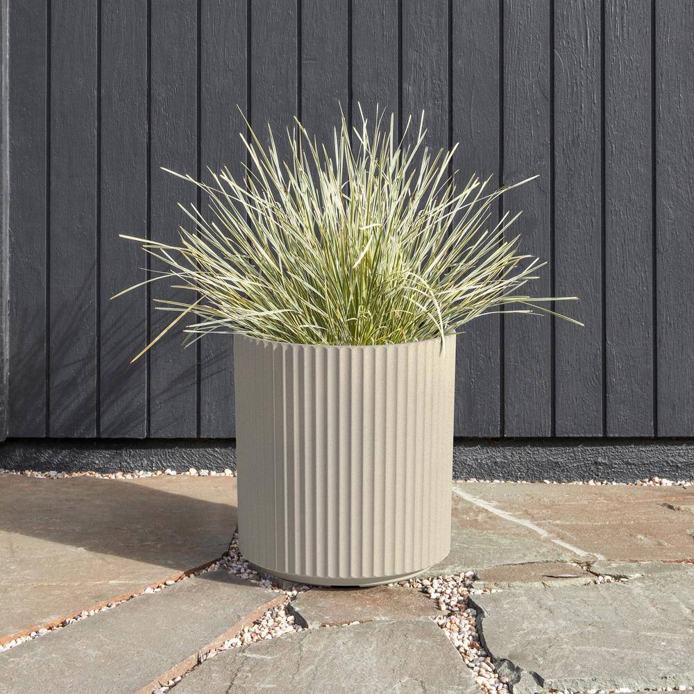 Demi 16" Sandstone Plastic-Stone Round Planter