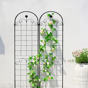 7.2 ft. Metal Outdoor Black Rustproof Garden Trellis, Rose Mesh Trellis (4-Pack)