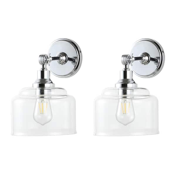 SAFAVIEH Lansor 9.5 in. 1-Light Chrome/Clear Wall Sconce